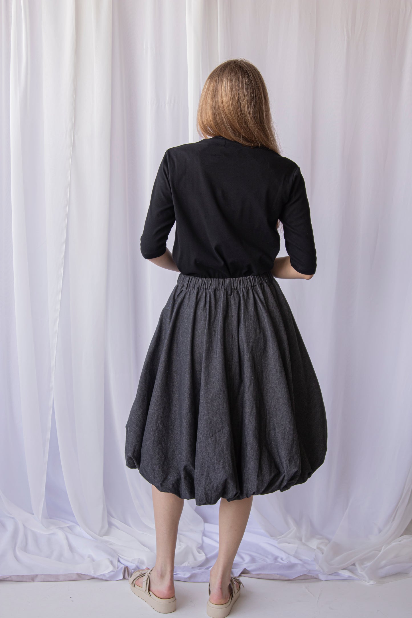 Jean Midi Bubble Skirt
