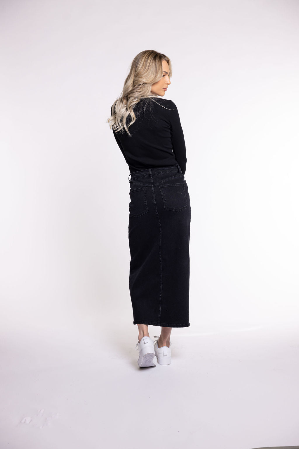 Ahuva Black Stretch Jean Skirt