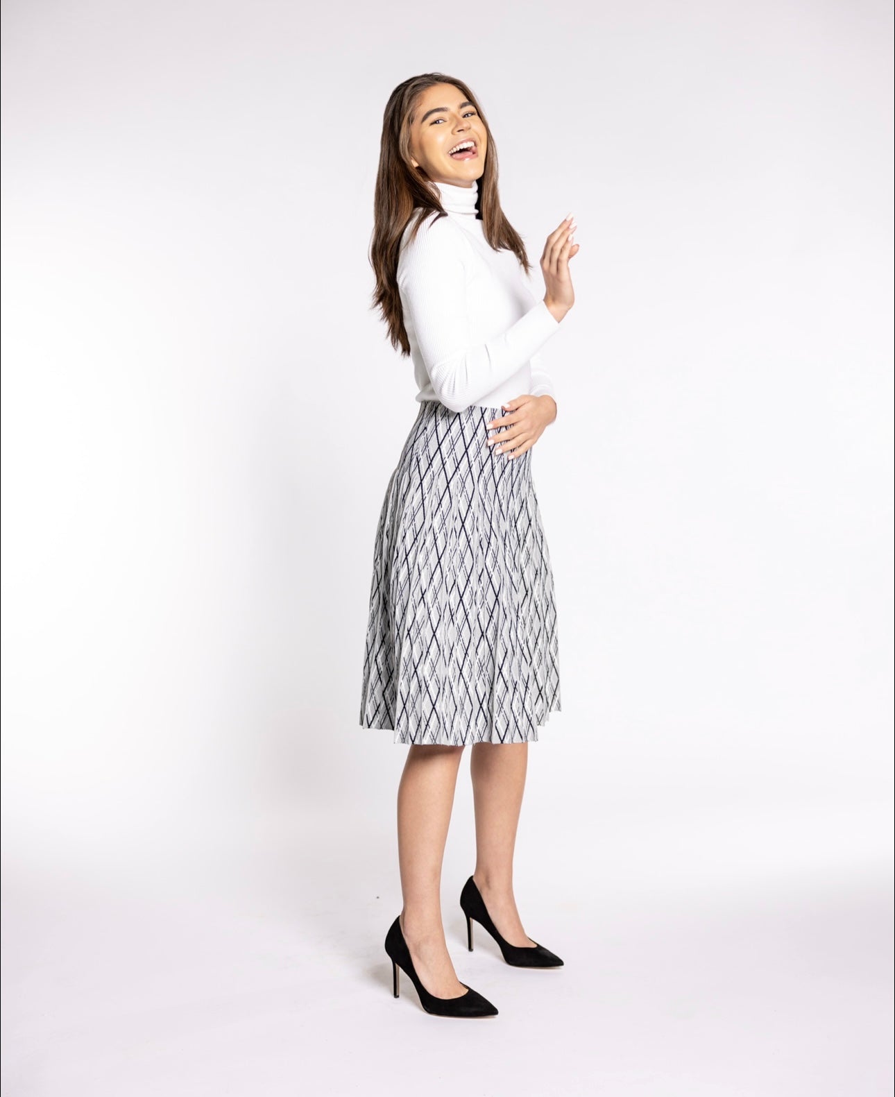 Multi-Color Neutral Knit Skirt