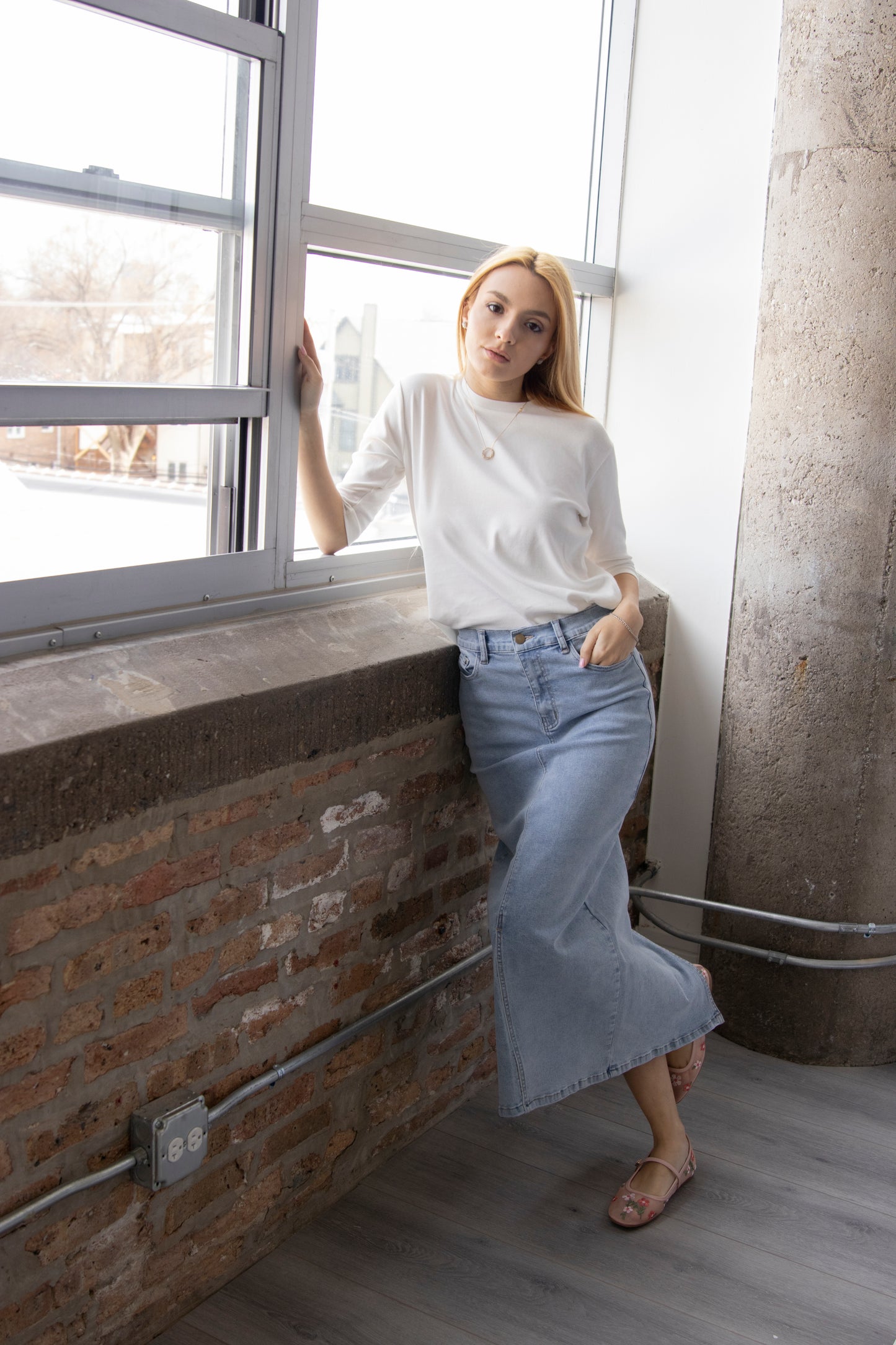 Ocean Ahuva Stretch Jean Skirt
