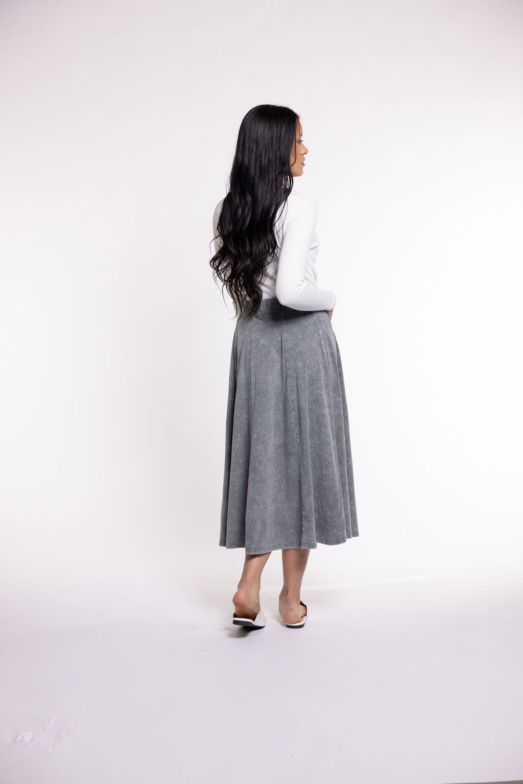 Seirra Denim Wash Midi Skirt