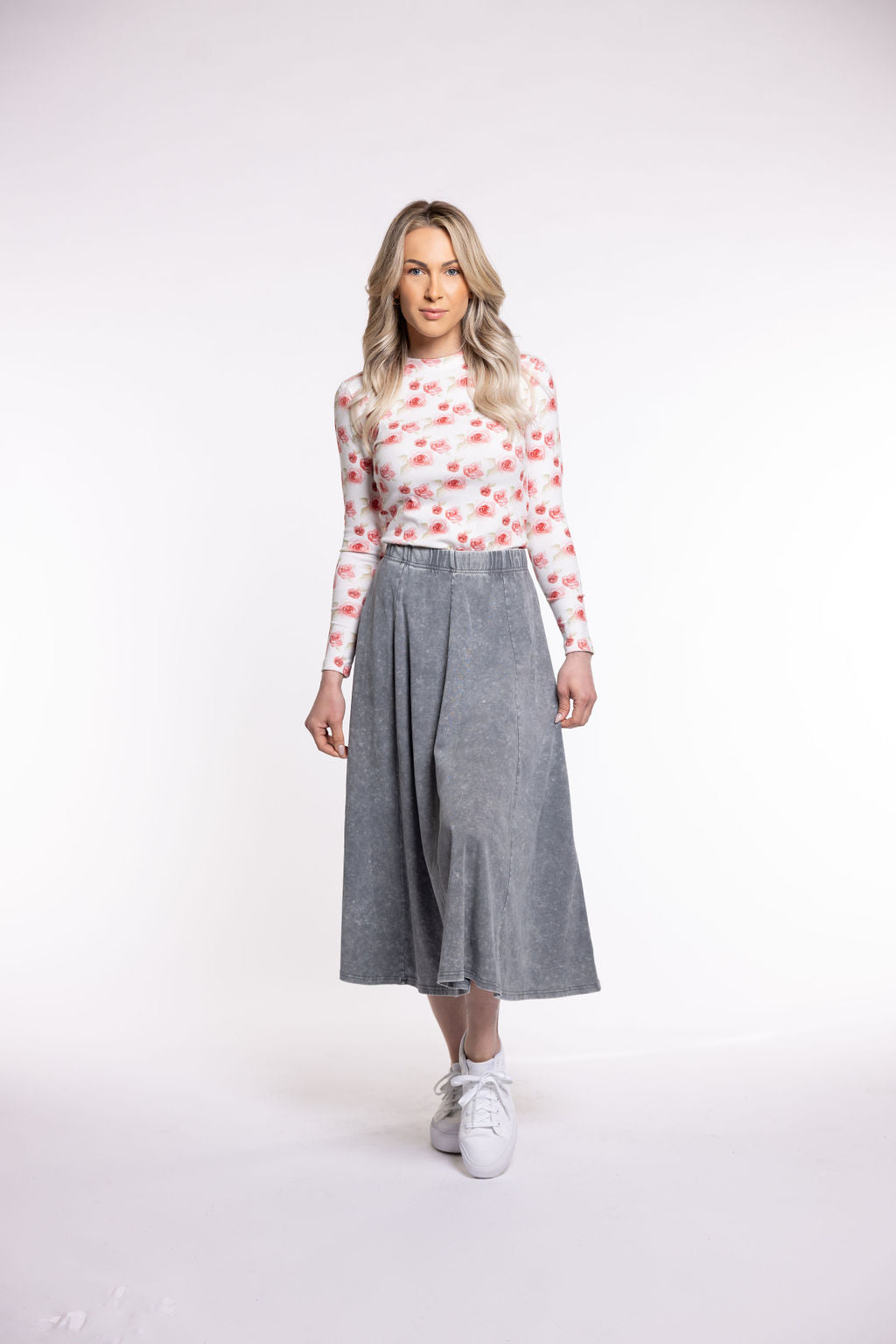 Seirra Denim Wash Midi Skirt