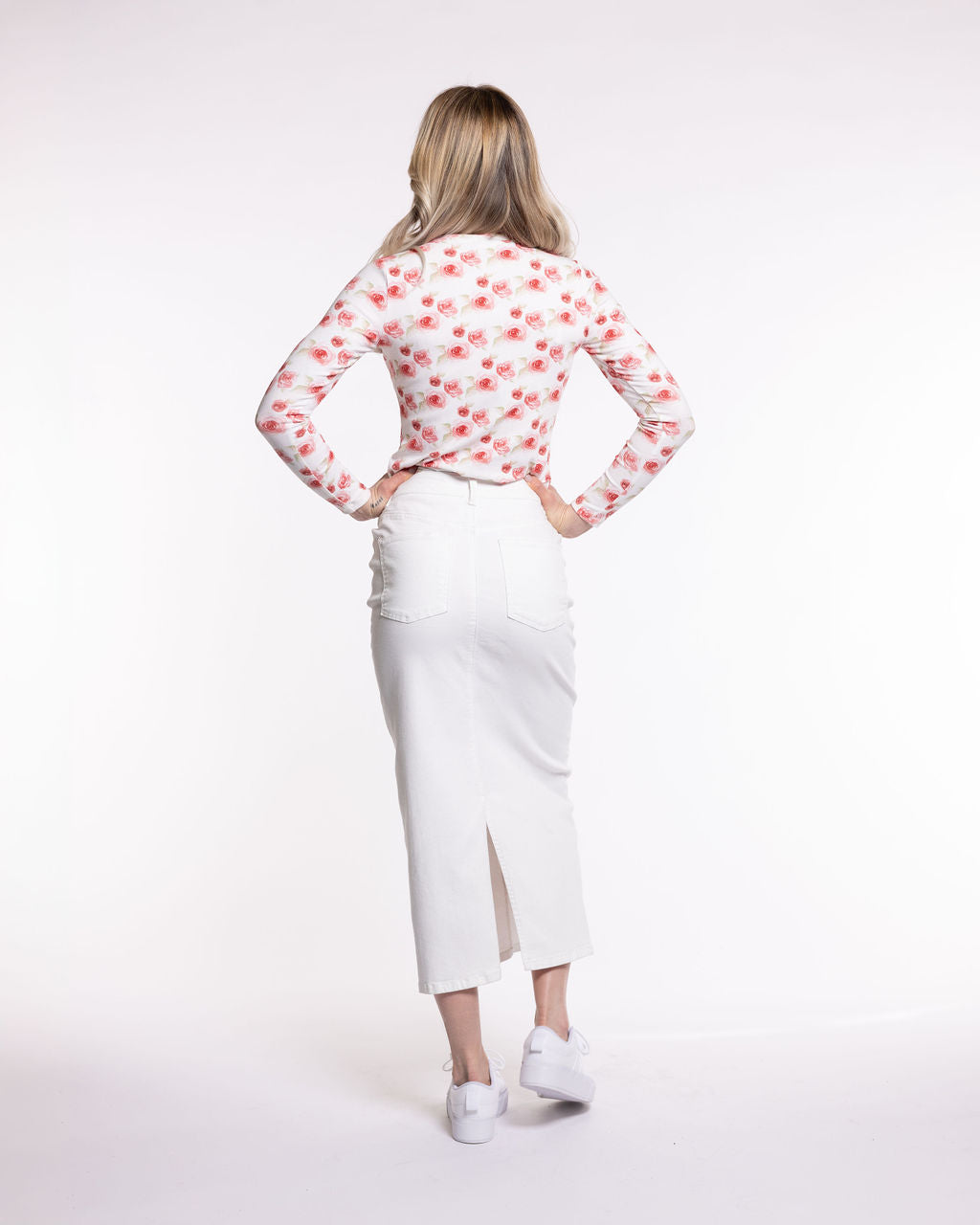 Ahuva White Stretch Jean Skirt