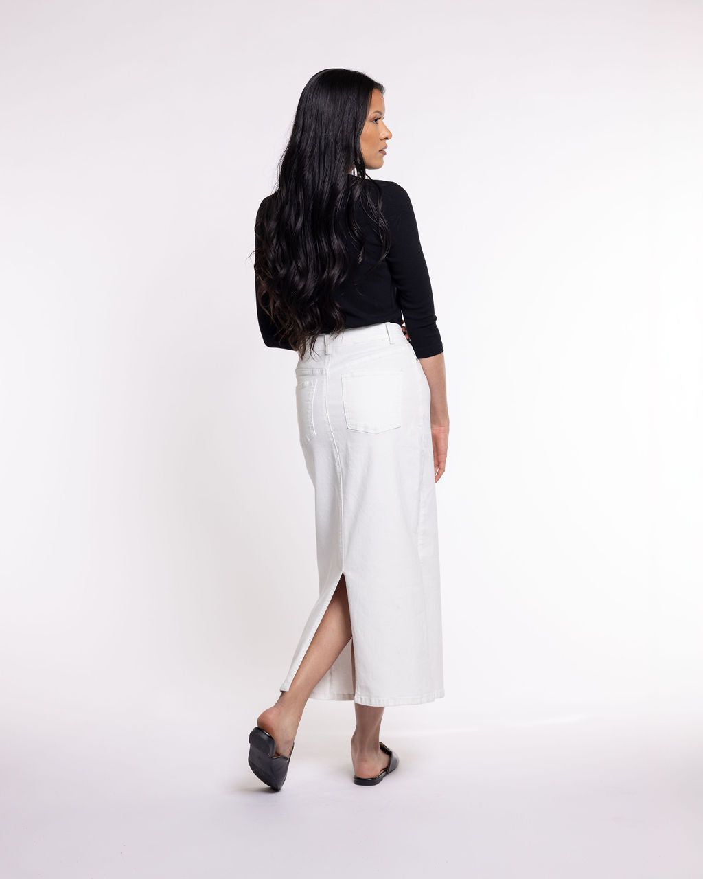 Ahuva White Stretch Jean Skirt