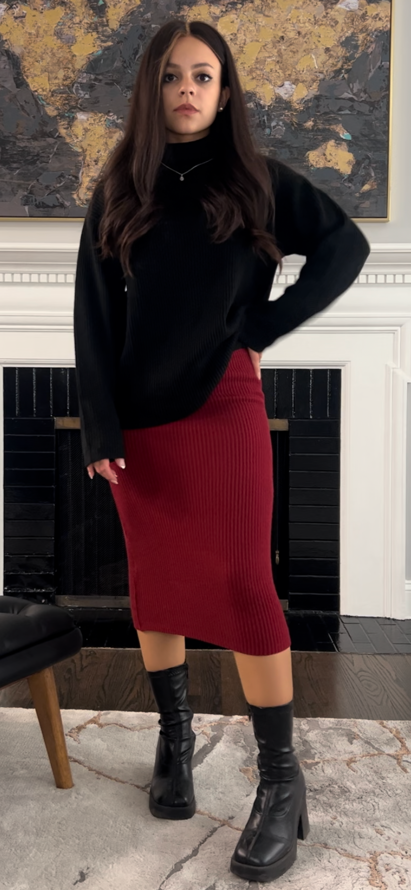 Maroon Knit Skirt