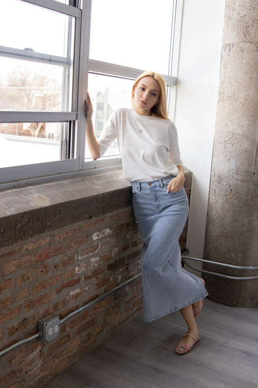 Ocean Ahuva Stretch Jean Skirt