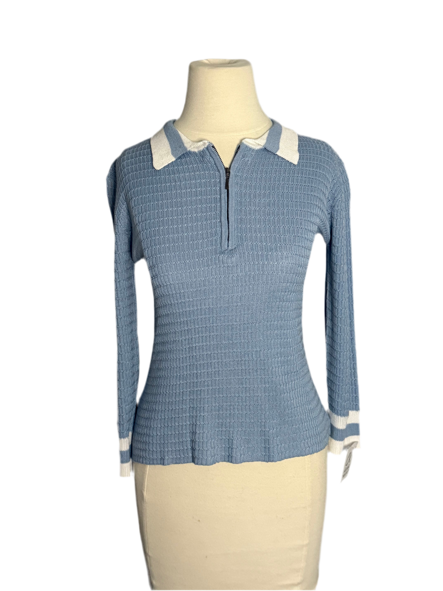 Blue lightweight summer knit top