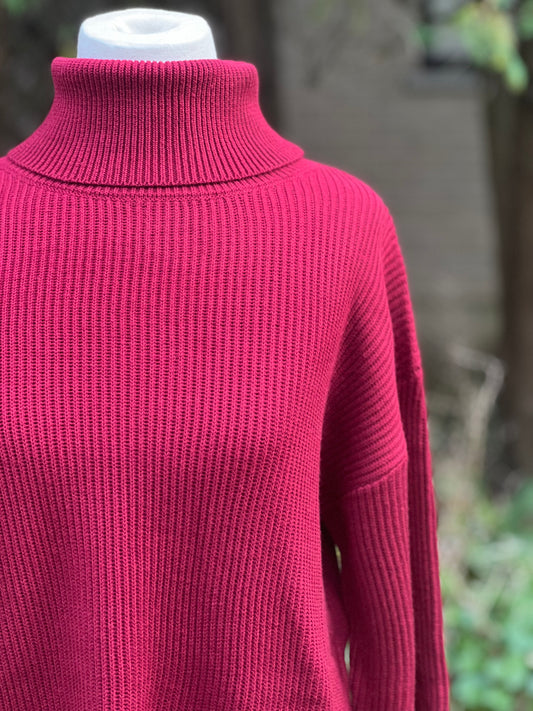 Maroon Oversized Turtleneck