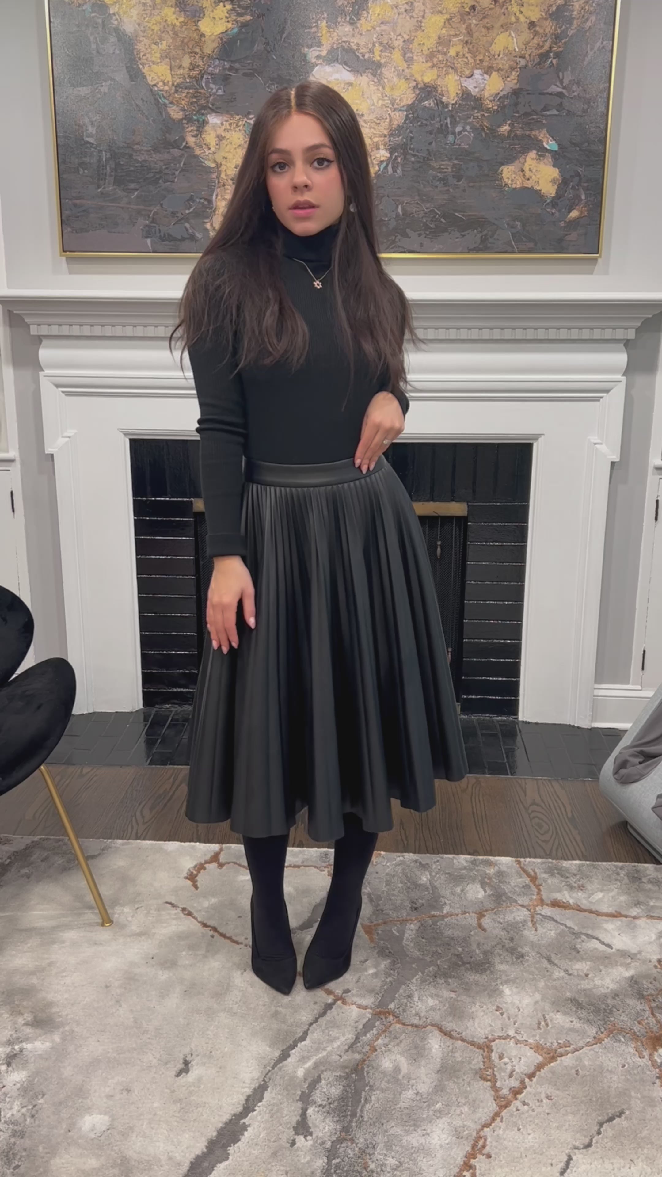 Leather Pleated Circle Skirt